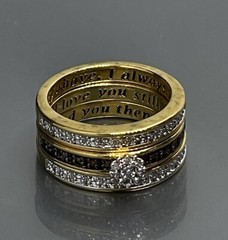 Womens Size 7 Ring Yellow Gold Plated Brown White Diamonds Engagement