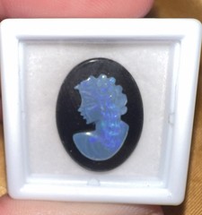 Vintage/Antique 20×15 Natural Solid Hand carved Australian Opal Cameo on Onyx