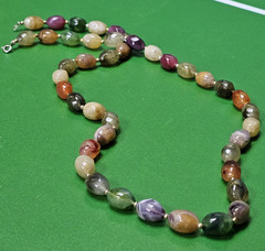 Vintage Multicolored Acrylic Lucite Marbled Swirl Earth Tone Bead Necklace 30″