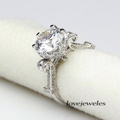 Lab-Created 2.90CT Round Cut Diamond Vintage Engagement Ring 14K White Gold Over