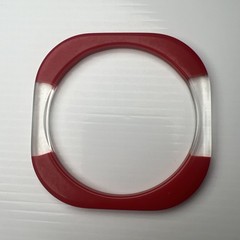 Vintage 70s 80s Round Square Lucite Resin Acrylic Bangle Bracelet Clear Red Mcm