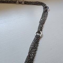 Pretty Vintage Silver Toned Multi-Strand Necklace Rings, 23″ Inch