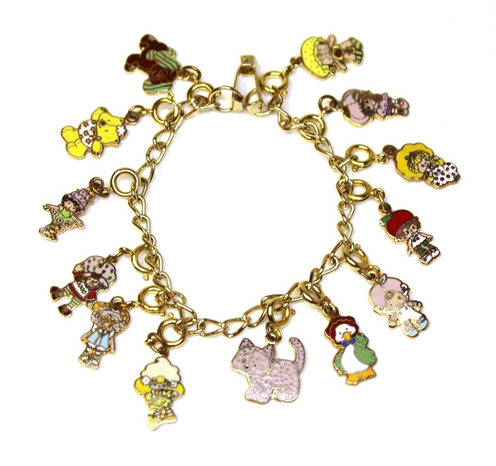 Original Vintage 1980 Strawberry Shortcake Metal 13 Dangle Charm Bracelet