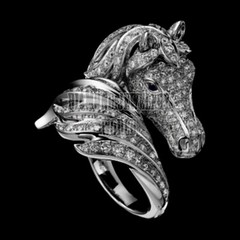 Vintage 4.21ct Genuine Rose Cut Diamond Sapphire Amazing Horse Head Ring Jewelry