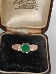 Vintage 1990-s 14 Ct Rolled Gold Emerald Ring Size UK P US 7 1/2 Hallmarked!