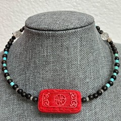 Red Cinnabar Turquoise Necklace