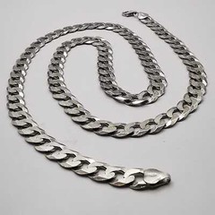 Vintage 925 Sterling Silver 23.6″ Curb Chain Necklace 38.06g Unisex Adult Gift