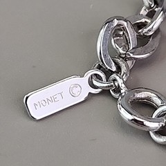 Vintage Monet Chain Necklace 6mm Silver Tone Cable Link Long 54″