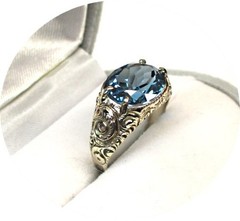 Estate – LONDON BLUE Blue Topaz Ring – Solid 14K Yellow Gold – Sz 6.75…