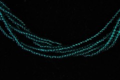 Beaded Necklace Dark Blue Green 23″ 23 in 6 Strand Small Tiny Seed Bead Handmade