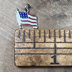 Vintage Sterling Silver 925 United States Enamel Flag Charm Pendant