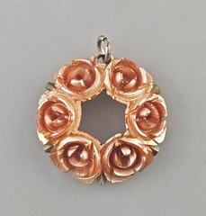 Vintage Rose Bakelite Pendant Handmade 2.5 cm Art Deco 1915-1935