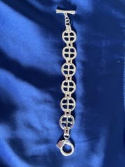 Rare RLM White Bronze Clover Cross Toggle Silver Tone Bracelet Robert Lee Morris