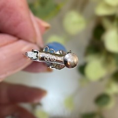 Vintage Coro Signed Blue Silver Beaded Drippy Drop Clip Earrings Filigree