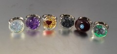 LOT OF 6 VINTAGE 60’S GLASS GLITTER BEAD ADJUSTABLE COCKTAIL RINGS