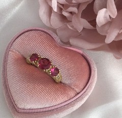Vintage Jewellery Gold Band Ring Rubies and White Diamonds Antique Deco Jewelry