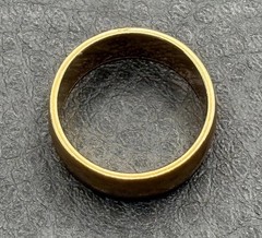 Vargas 18K HGE Yellow Gold Plate Wide Band Ring Textured Crescent Moon Etching 8