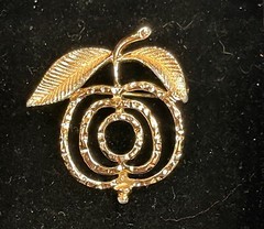 3 Sarah Coventry Signed Vintage Brooches Flower Apple Filigree