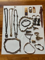 Lot of 20 Vintage & Modern Mens Jewelry & Accessories Chains Puka Shell Tie Clip