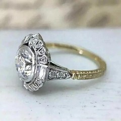 2.30Ct Art Deco Style Lab Created Diamond Engagement 14K Yellow Gold Finish Ring
