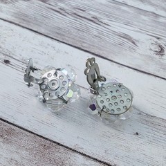 Vintage Clip On Earrings – Mismatched – Iridescent Cluster Earrings