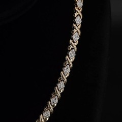 Sterling Silver 925 ROSS SIMONS 6mm Diamond XOXO 17.5″ Gold Tennis Necklace 35g