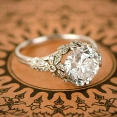 Art Deco Round Cut Lab Created Diamond Engagement 14Ct White Gold Finish Ring