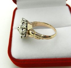 Antique Silver and 9kt Pink Gold and Rose Cut Diamond Ring size 7