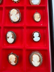 Antique Cameo Brooch Collection. 35 Total