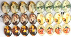 24 w/ 6 Different 25x18mm Glass Colorful Women Angels Mona Lisa Cameo Cabochon