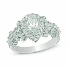 2.65Ct Art Deco Style Pear Cut Lab Created Diamond 925 Silver Anniversary Ring