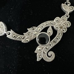 Antique Vintage 925 Sterling Silver Necklace and Earrings set. Statement