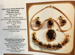 D&E Juliana Book Piece Venus Flames Brown Oval Quartz High Domed Cab Brooch/Pen