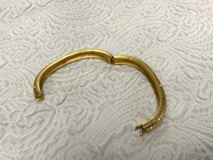 Vintage Swarovski Swan Gold Tone Signed Crystal Pave Hinged Bangle Bracelet