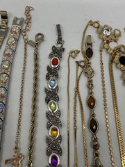 Estate Jewelry Lot 20 Tennis Style Bracelets Rhinestones Gemstone Monet Sterling