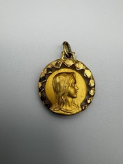 Vintage 1970s Italian Gold Plated Madonna Pendant My Mother My Hope Openwork