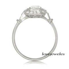 2.50CT Emerald Cut Lab-Created Diamond Vintage Halo Engagement Ring 925 Silver