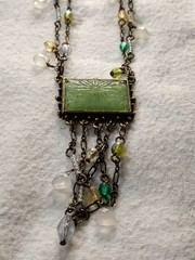 Vintage Uranium Glass Necklace with Added Beads. Excellent Condition