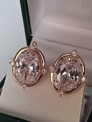 Vintage 1990s 14 Ct Large Rolled Gold Crystal Zircon Earrings-Hallmarked 585 RG