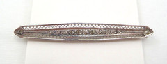 VTG Sterling Silver Art Deco Bar Pin with Cubic Zircons 6.1 Grams 2.5” Long