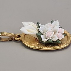 Vintage Flower Pendant Lot of 6 Red Peach Celluloid Acrylic Resin