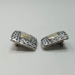Retired James Avery 14k and Sterling Silver Celtic Square Clip On Earrings