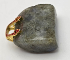 Vintage Gray Agate Handbag Purse Pendant Gold Tone Miniature Stone Charm 27mm