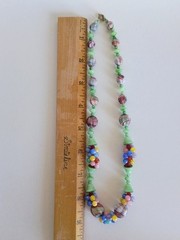 Vtg Antq Czech Glass Marbled Slag Melon Ball Tutti Frutti Bead Cluster Necklace