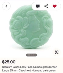 VINTAGE ART NOUVEAU LADY CAMEO URANIUM PENDANT GLASS BEAD NECKLACE SET OOAK GLOW
