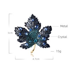 Crystal Shiny Maple Leaf Brooches Pins For Women Girls Vintage Corsage Jewelry