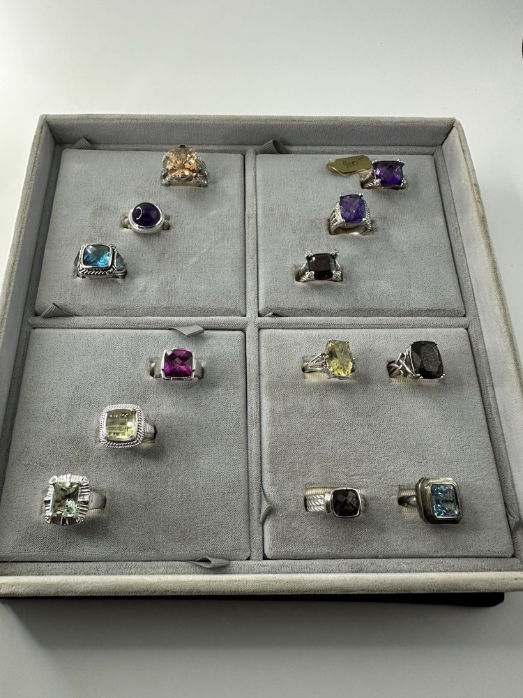 13 New Vintage Rings Resellers Mixed Lot- Various Gem Stones 925 Sterling Silver