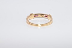 Vintage Circa 1980s 18k Gold Natural Diamond And Caliber Cut Ruby Ring