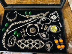 Lot Of 20+ Vintage Costume Jewelry Whiting Davis Bulova Loose Stones & More