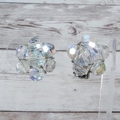 Vintage Clip On Earrings – Mismatched – Iridescent Cluster Earrings